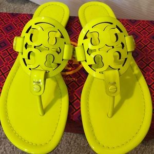 EUC Tory Burch Miller Sandals size 6 - neon yellow